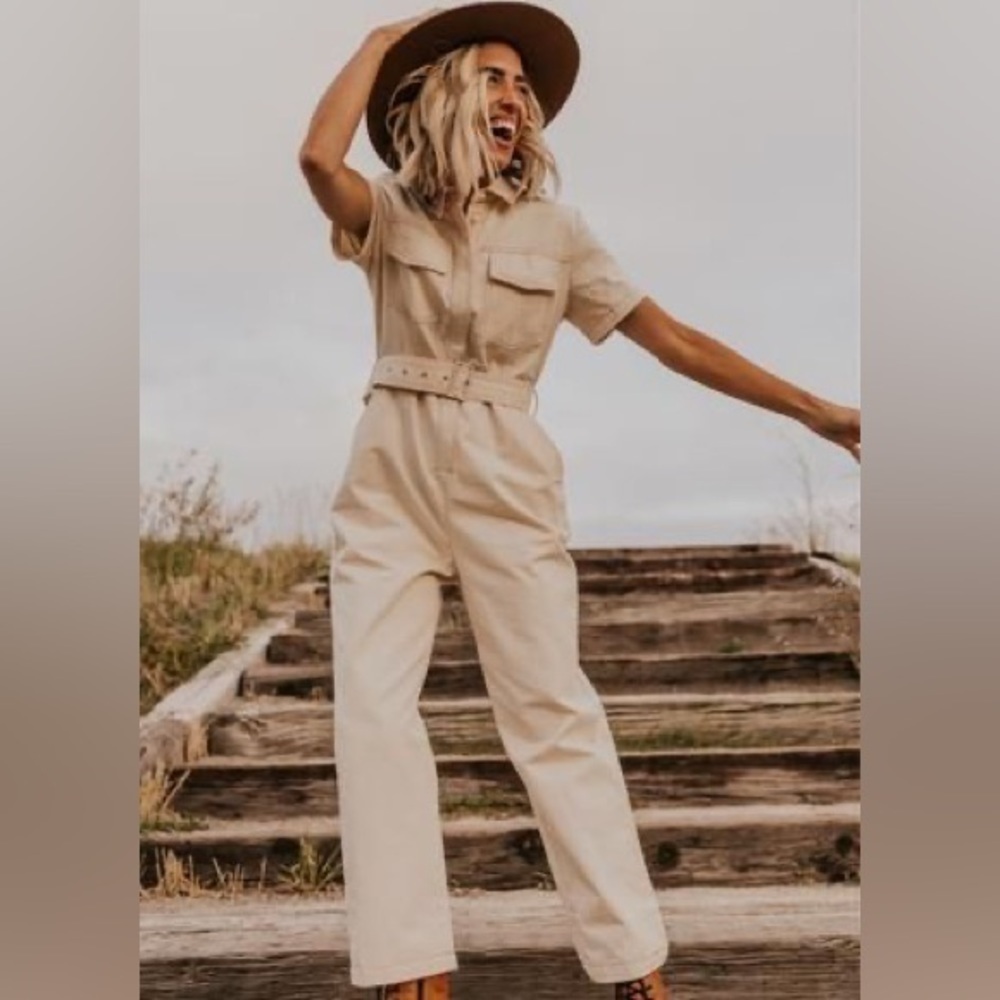 Roolee Belted Denim Romper - L